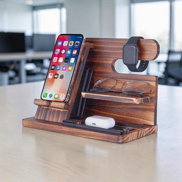 Wooden Desk Organizer Stand