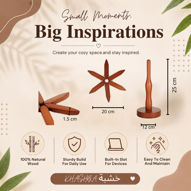Foldable Wooden Coaster Set (Heat Resistant)