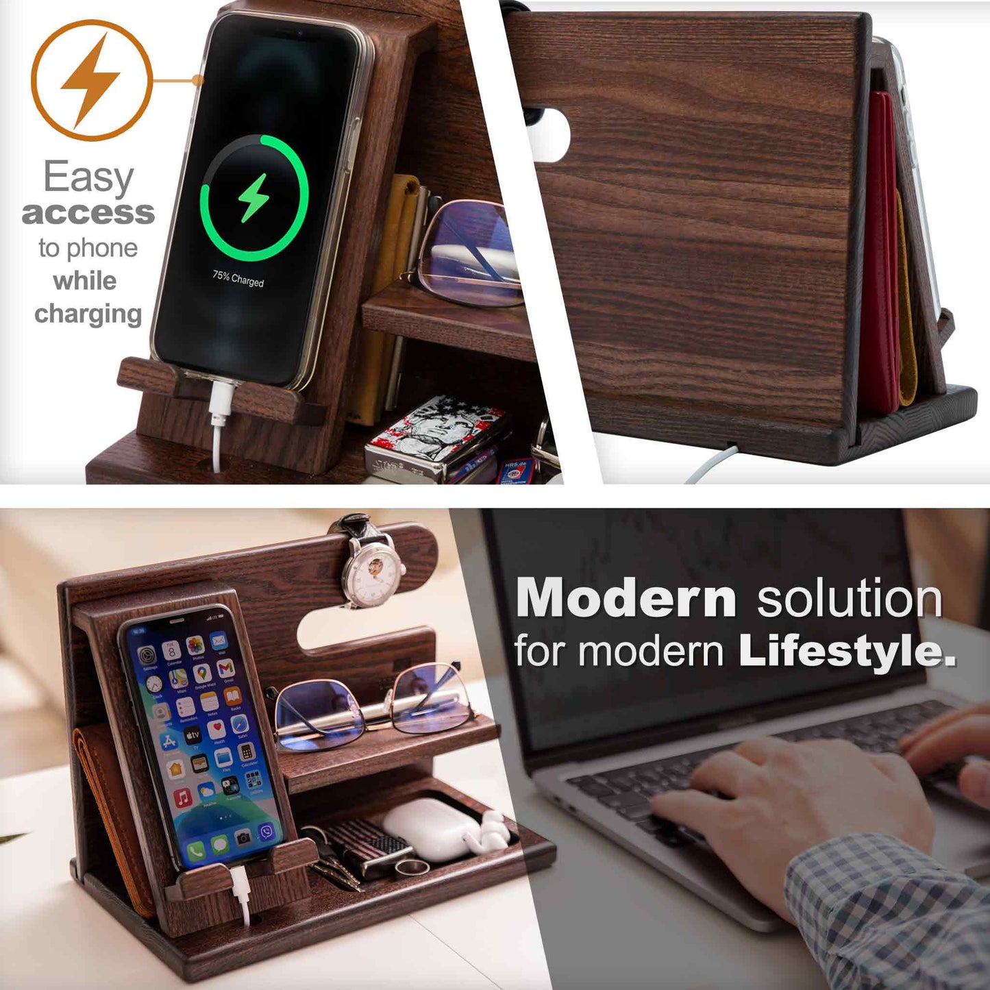 Wooden Desk Organizer Stand
