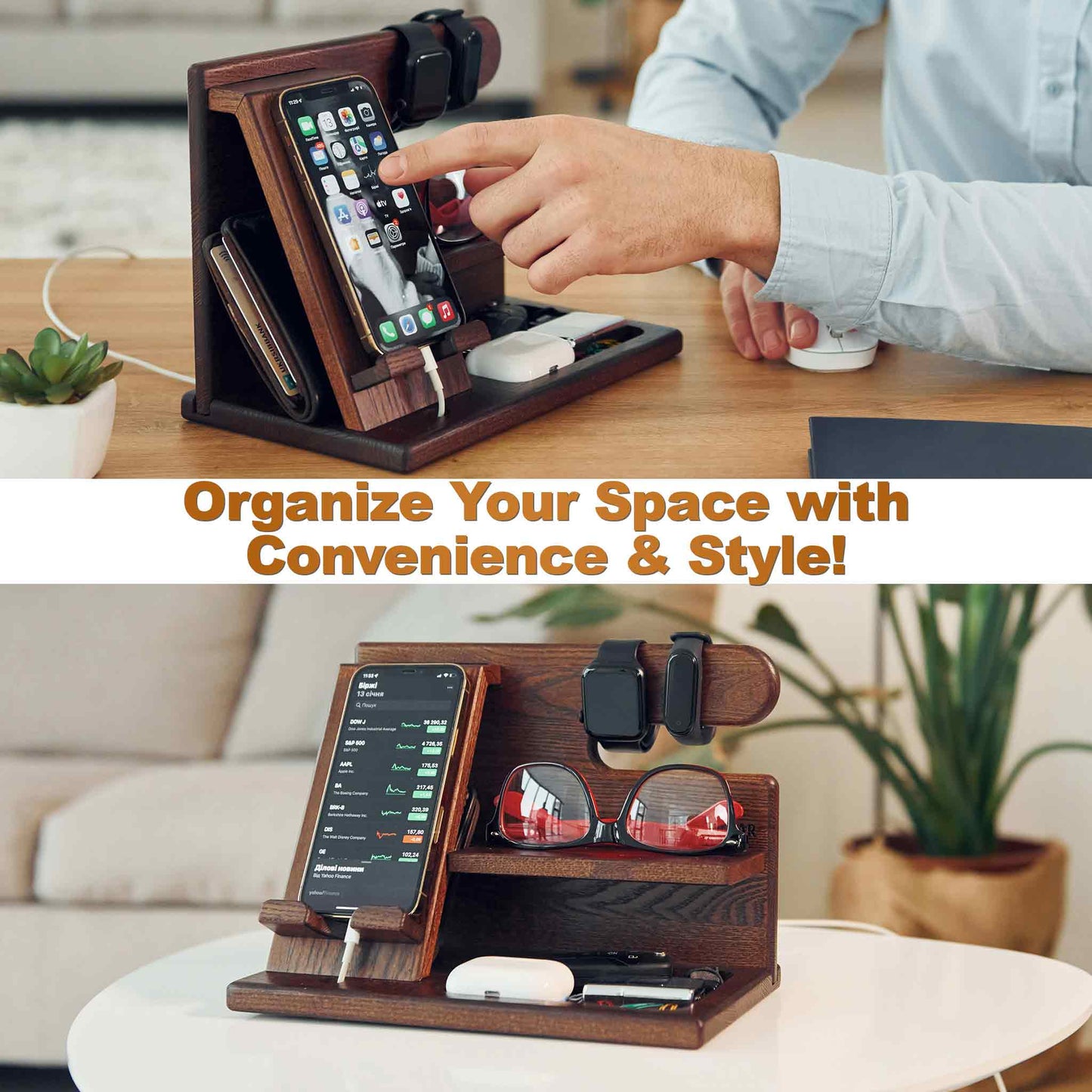 Wooden Desk Organizer Stand