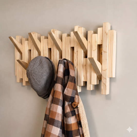 Wooden Wall Hooks Organizer