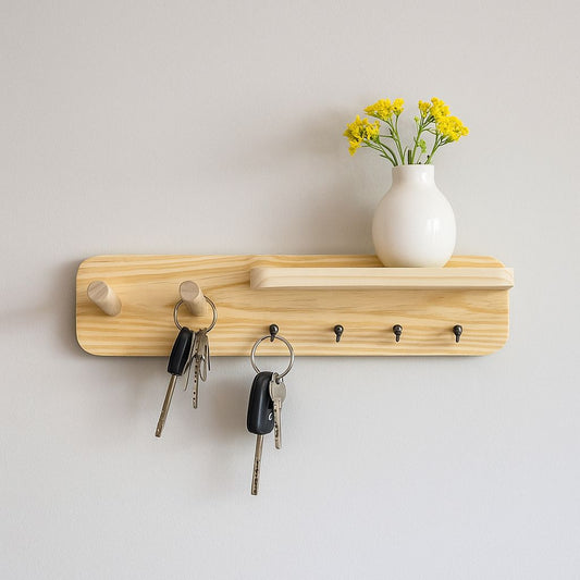 Premium Wood Wall Organizer with Shelf