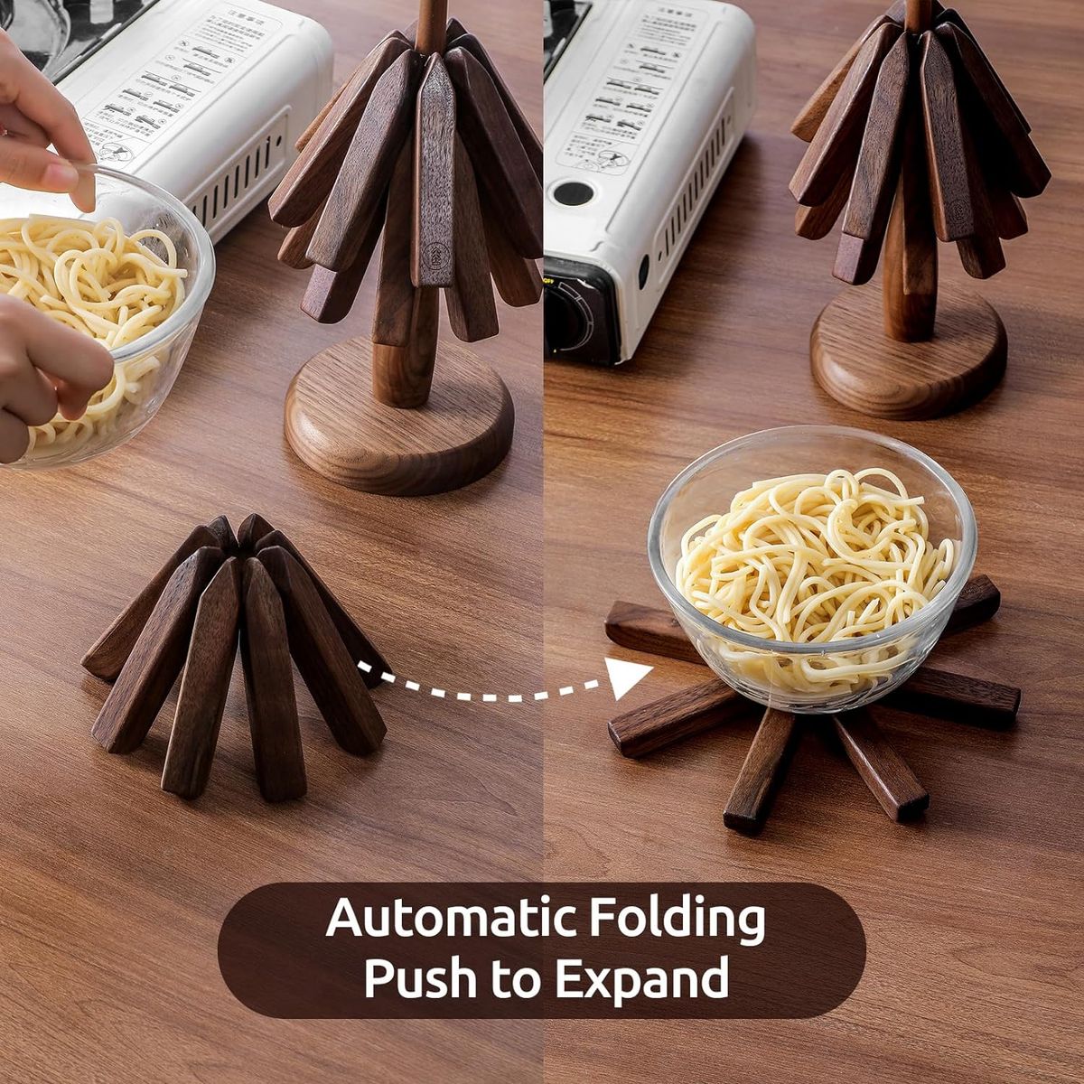 Foldable Wooden Coaster Set (Heat Resistant)