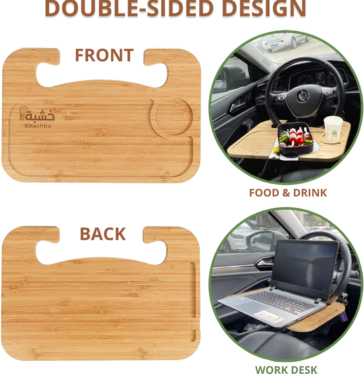 Dual-Sided Steering Wheel Tray | Portable Car Desk