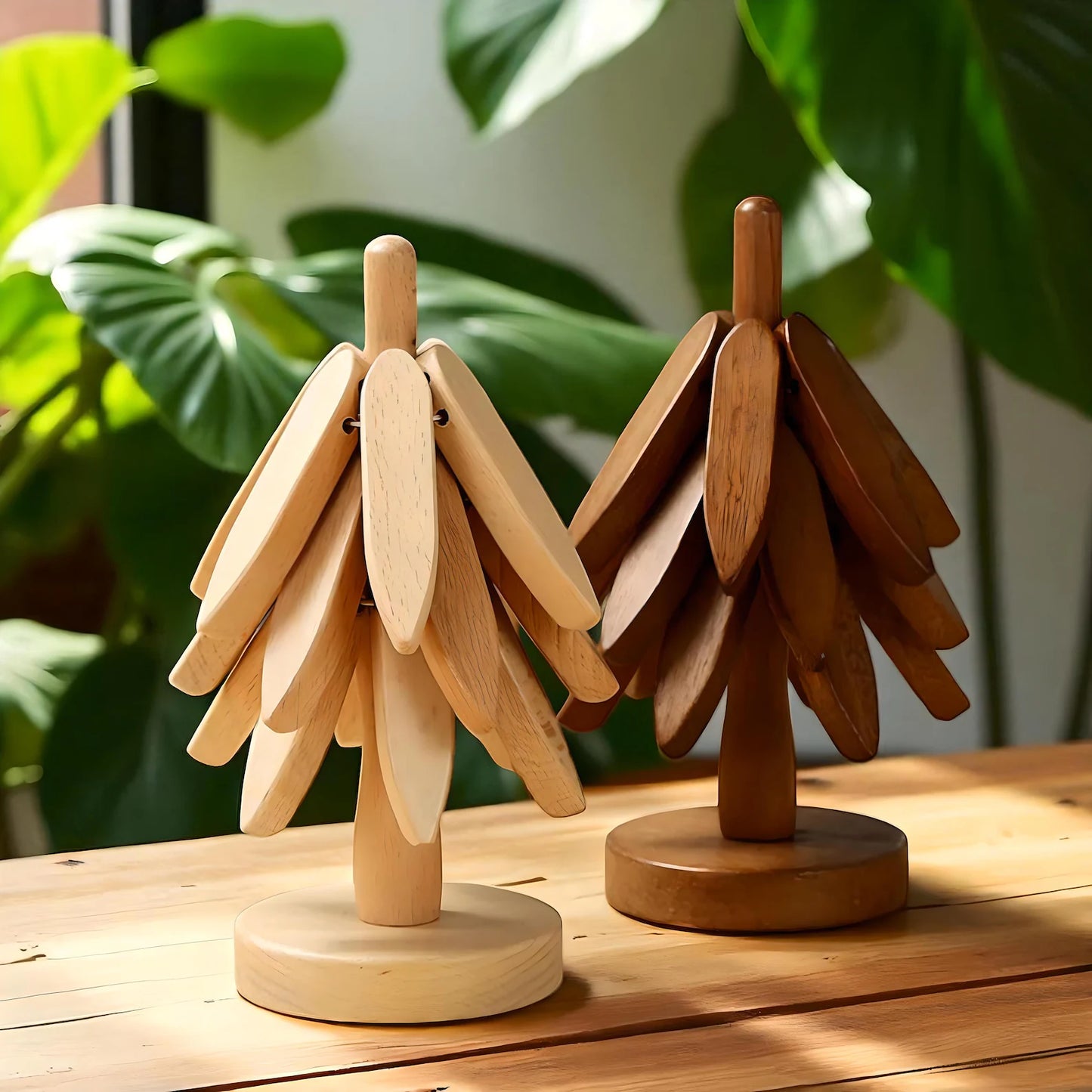 Foldable Wooden Coaster Set (Heat Resistant)